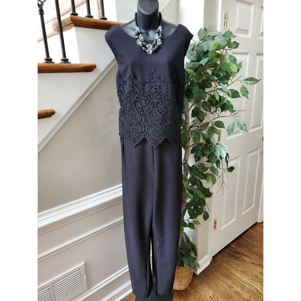 Joanna Hope Women's Black Polyester Round Neck Sleeveless Elegant Jumpsuit 20